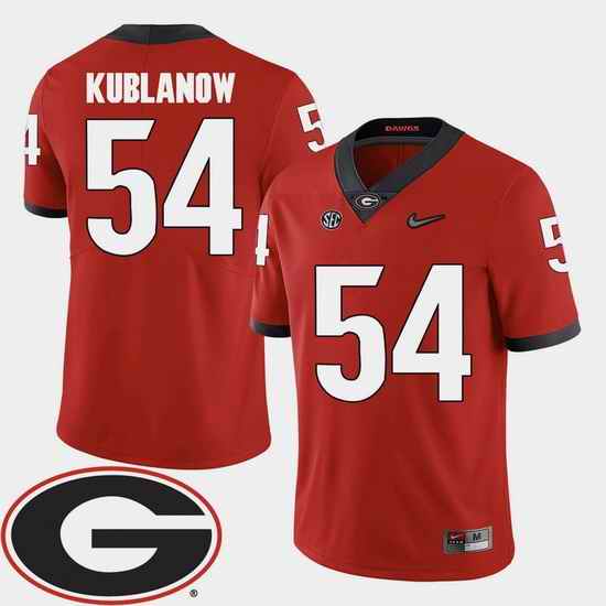 Men Georgia Bulldogs Brandon Kublanow Red College Football Sec Patch 2018 Jersey
